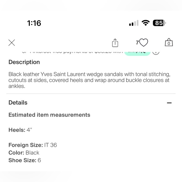 Yves Saint Laurent wedge sandals -Black - Picture 4 of 12